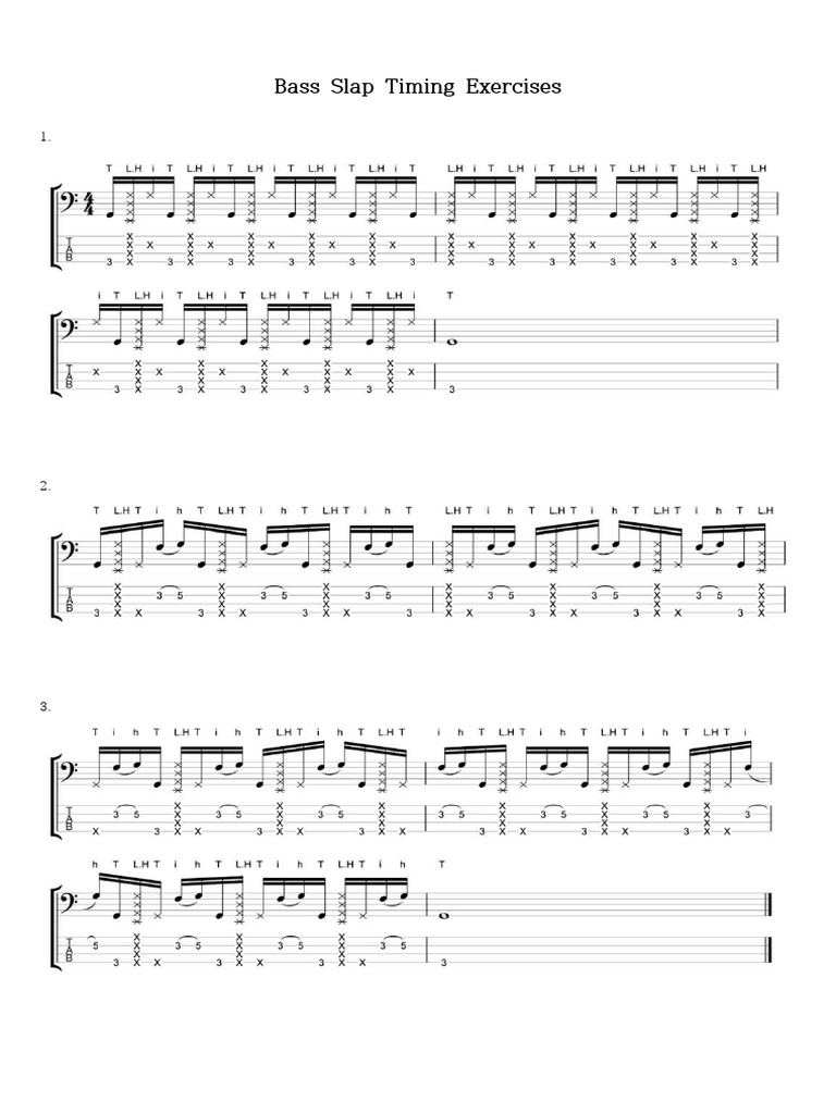 Bass Slap Timing Exercises PDF