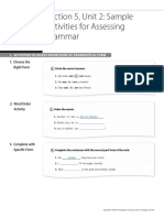Section 5, Unit 2: Sample Activities For Assessing Grammar: 1. Choose The Right Form