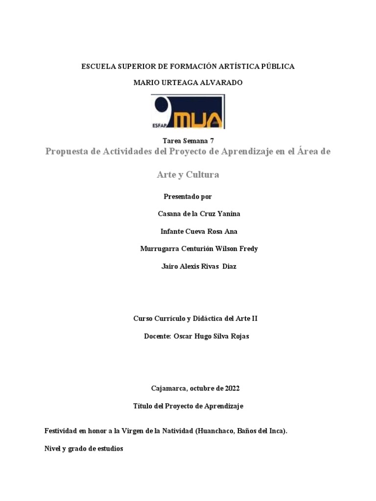 Actividades de Aprendizaje en Arte y Cultura | PDF | Bailes | Plan de ...