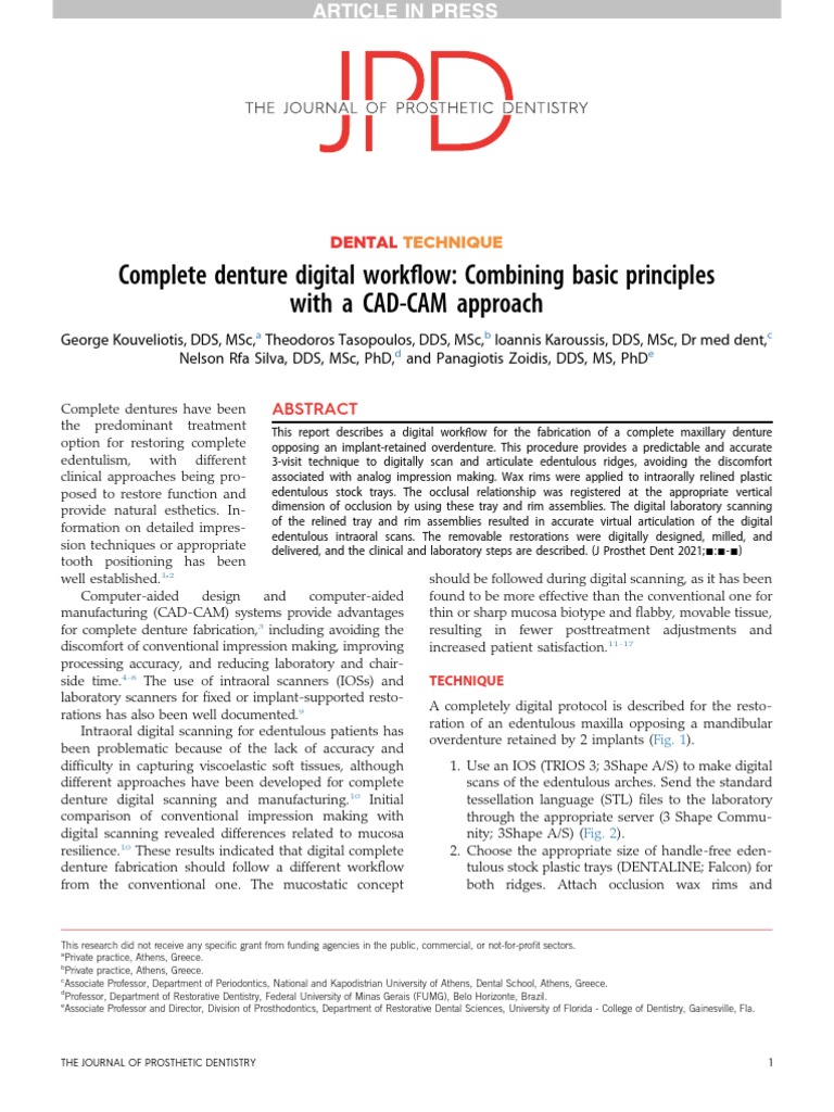 Complete Denture Digital Work Ow: Combining Basic Principles With A CAD ...
