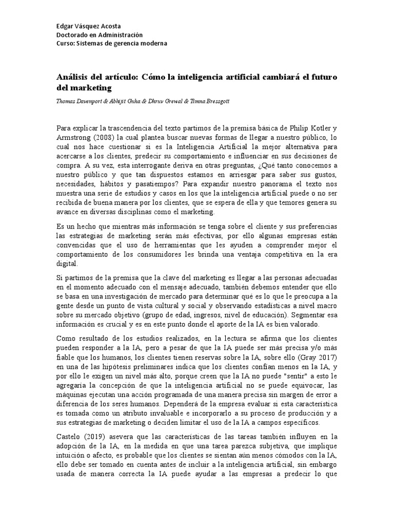 Impacto de la IA en el Marketing Moderno | PDF | Inteligencia ...