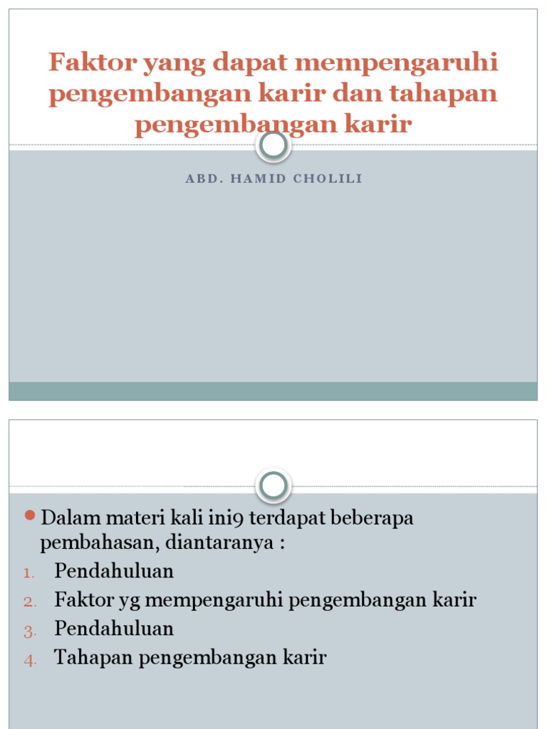 Faktor yang Mempengaruhi Pengembangan Karier