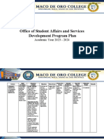 Office of Student Affairs and Services Development Program Plan