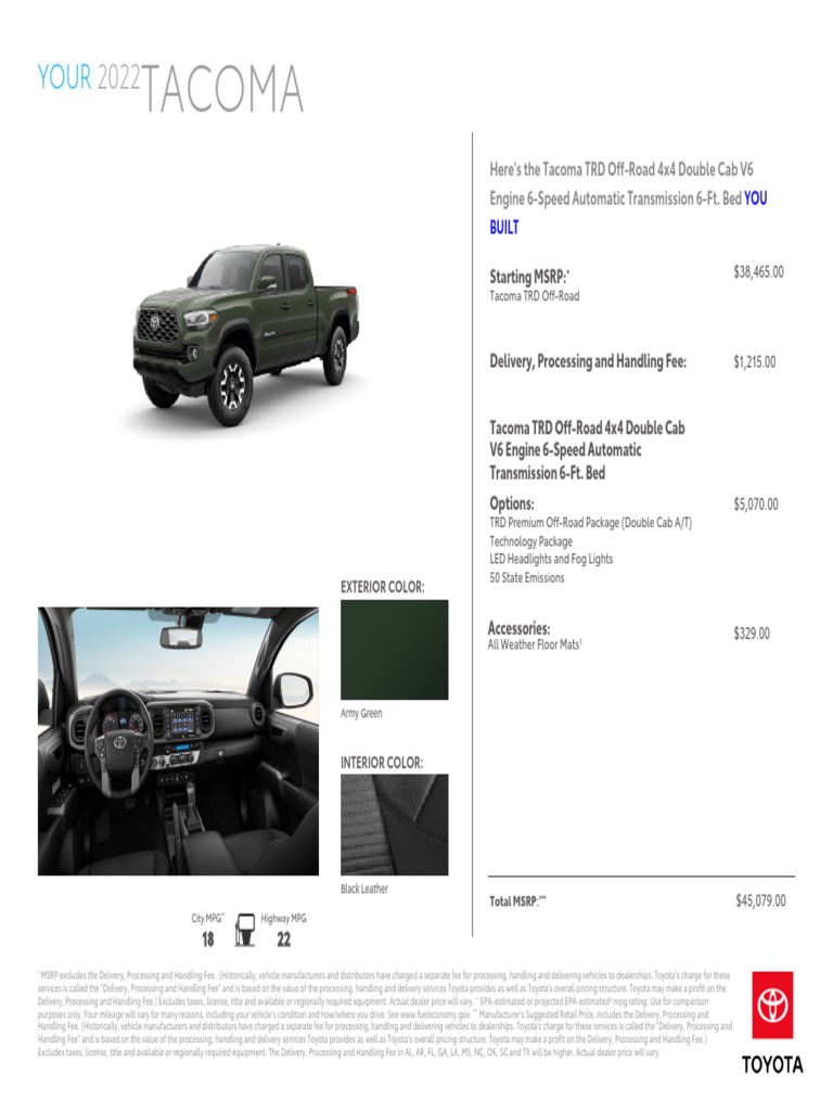 2022 TOYOTA TACOMA OWNERS MANUAL PDF FREE DOWNLOAD visual data 4