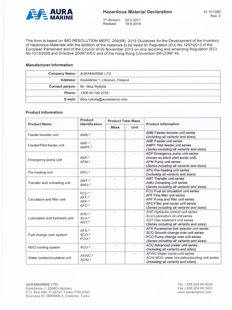 Marine: Hazardous Material Declaration | PDF | Chlorofluorocarbon ...