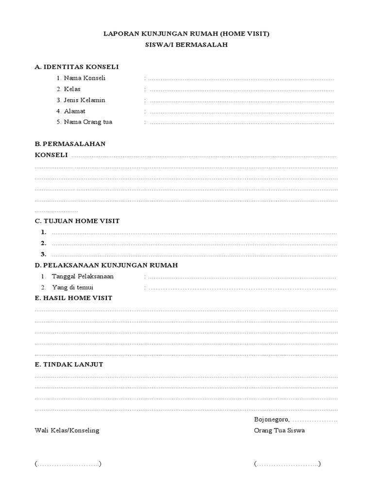 Format Home Visit Siswa Bermasalah | PDF | Karier & Perkembangan ...
