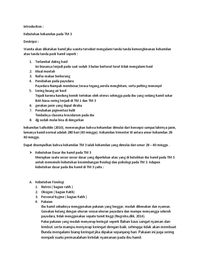 Kebutuhan Ibu Hamil TM 3 dan Asuhannya | PDF | Kesehatan Holistik ...