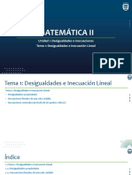 Matemática Ii: Unidad 1: Desigualdades e Inecuaciones Tema 1: Desigualdades e Inecuación Lineal