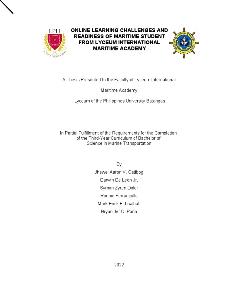 Online Learning Challenges and Readiness of Maritime Student From ...