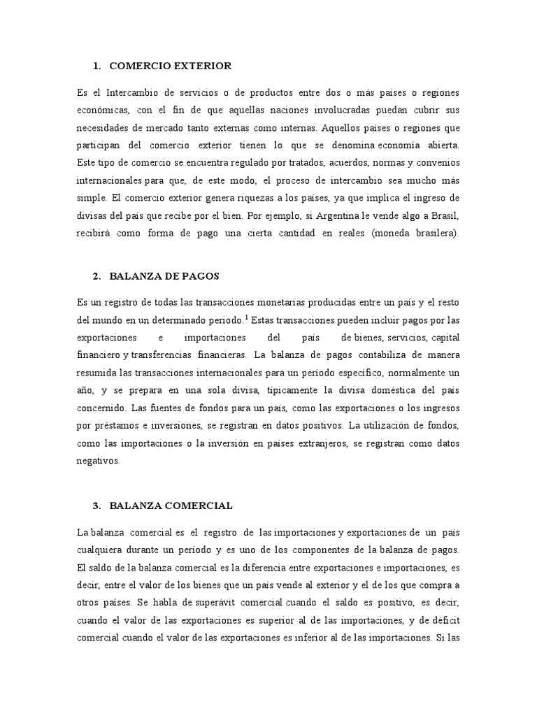 Comercio Exterior y Balanza de Pagos | PDF | Balance de pagos | Balanza ...