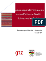 Elementos para La Formulación de Una Política de Crédito Subnacional en Bolivia