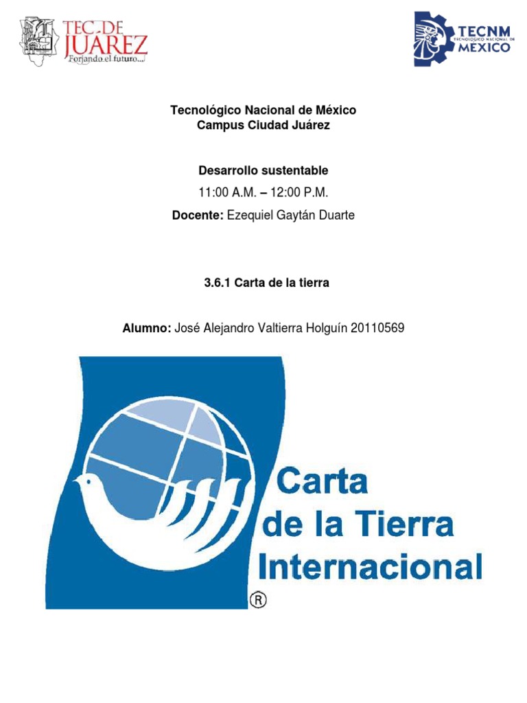 Principios de la Carta de la Tierra | PDF | Sustentabilidad ...