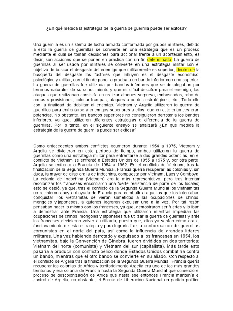 En Qué Medida La Estrategia de La Guerra de Guerrilla Puede Ser Exitosa ...