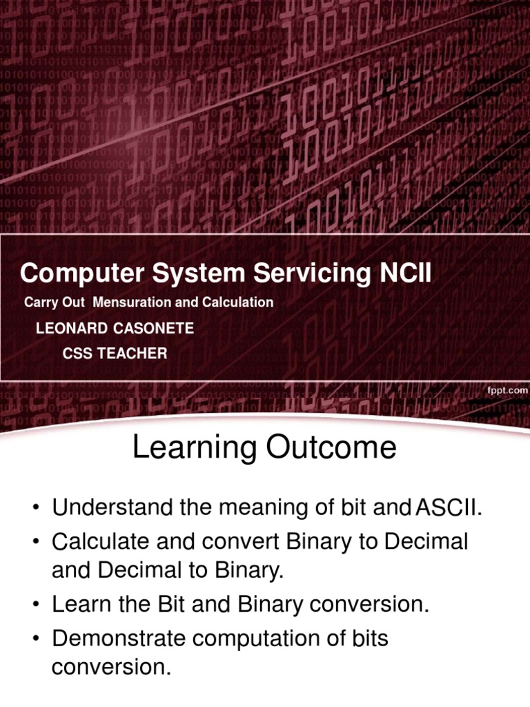 Computer System Servicing NCII: Decimal to Binary Conversion | PDF ...
