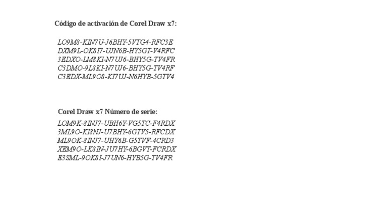 Números de serie y activación Corel Draw x7 | PDF