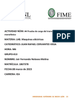 Actividad Núm:: #4 Prueba de Carga Del Transformador Monofásico