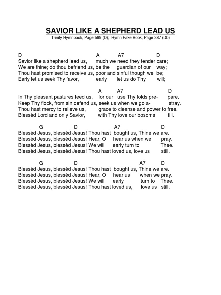 Savior Like A Shepherd Lead Us Pdf