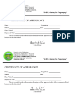 Certificate of Appearance: "SNES, Gabay Sa Tagumpay"