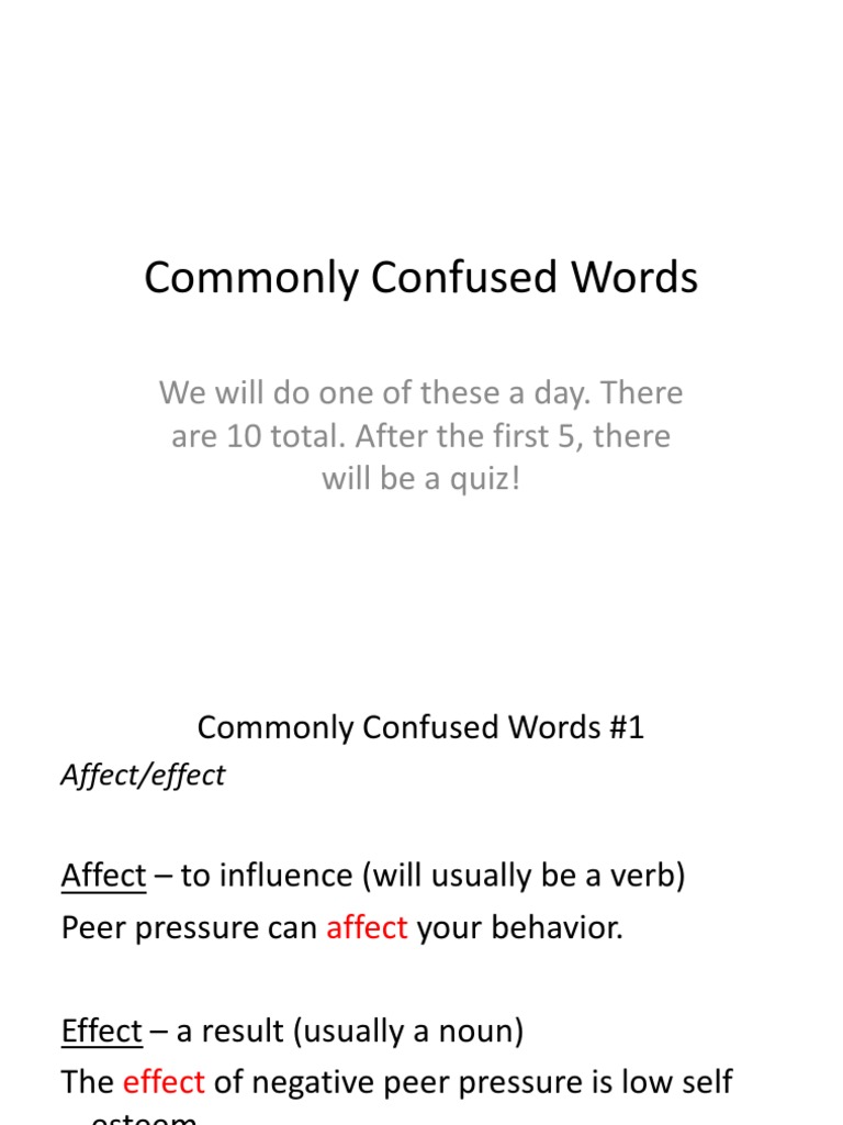 Commonly Confused Words Verb Adjective