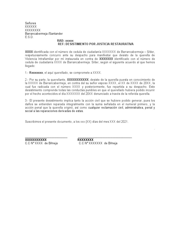 Desistimiento Modelo | PDF