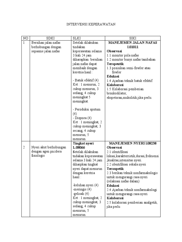 Panduan Intervensi Keperawatan | PDF