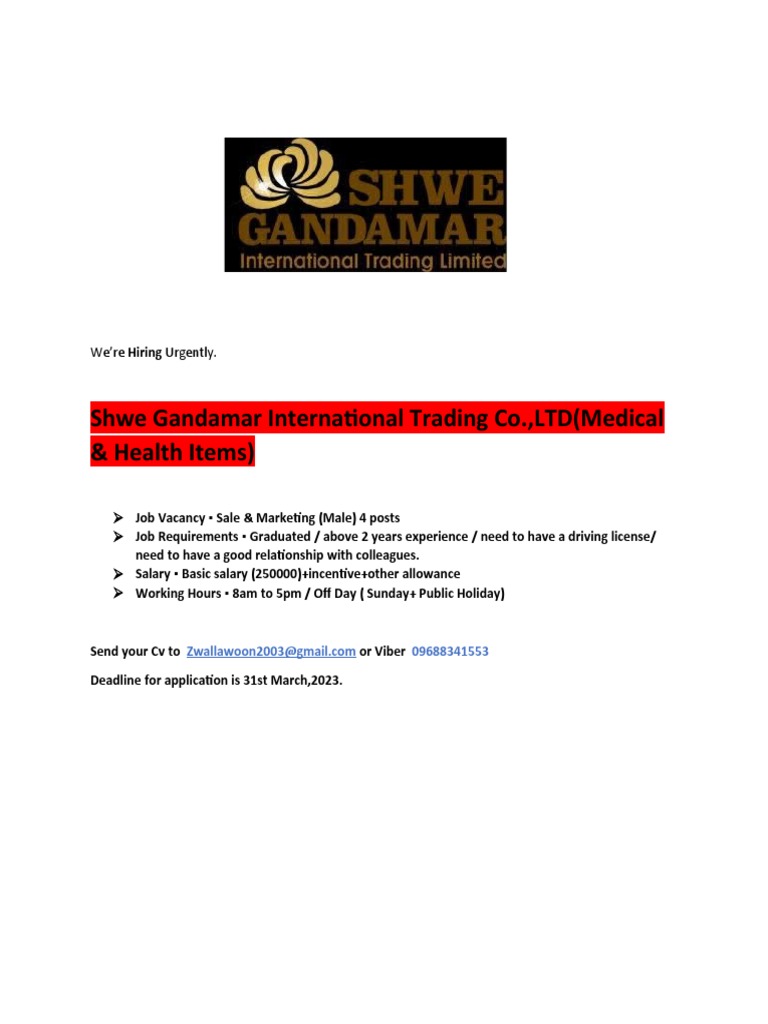 Urgent Sales & Marketing Job Openings | PDF