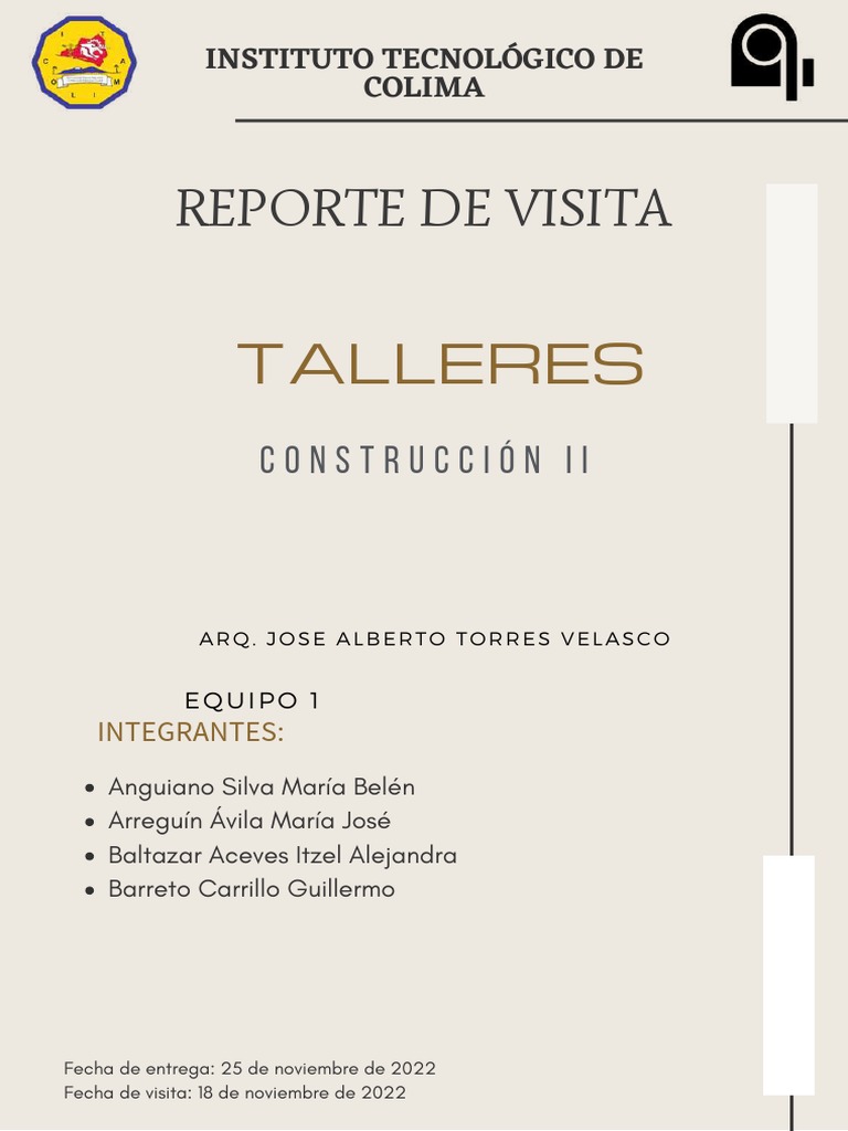 Reporte de visita talleres equipo 1 pdf cemento tornillo