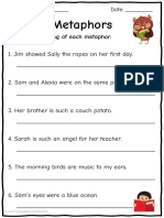 Metaphor Worksheet 1 Metaphor Meaning