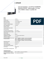 Product Data Sheet: Circuit Breaker, Compact Ns800N, 50Ka/415Vac, Micrologic 2.0 Trip Unit, 800A, Fixed, 4 Poles 4D