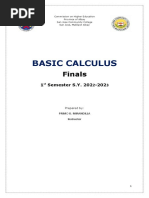 Basic Calculus: Finals