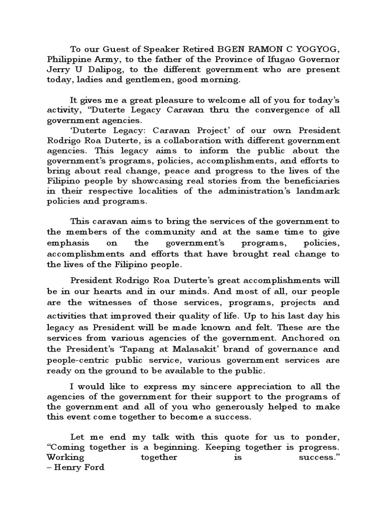 Duterte Legacy Caravan Event Overview | PDF