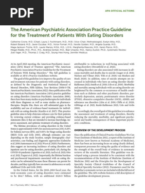 The American Psychiatric Association Practice Guideline for the Treatment of Patients With Eating Disorders