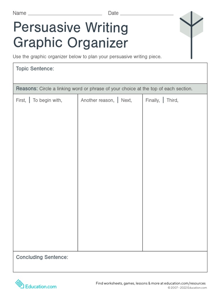 persuasive writing graphic organizer