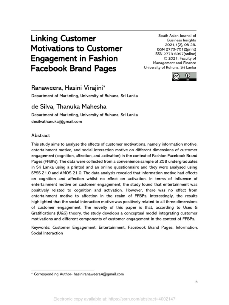 Objek Facebook Fashion Pages Brand Reference PDF Cognition