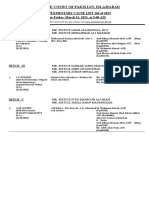 Supreme Court of Pakistan, Islamabad: Supplementary Cause List 166 of 2023 For Friday, March 31, 2023, at 9:00 AM