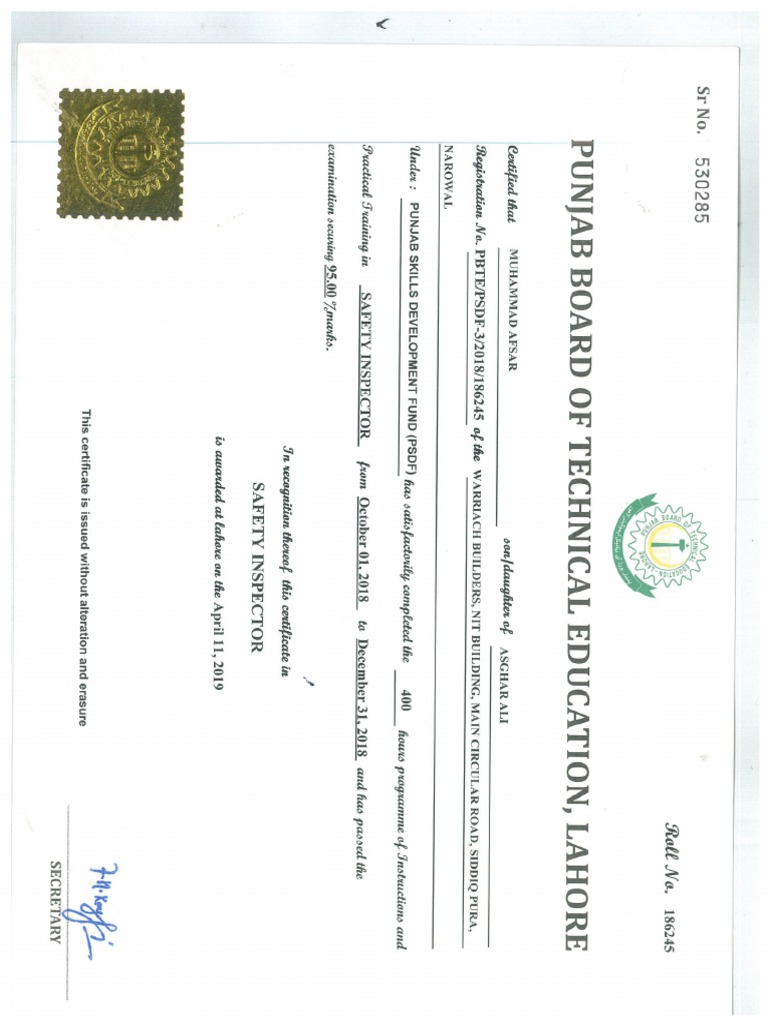 Safety Inspector PSDF PDF