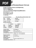 U P S O: Ndergraduate Rogram Ubject Utline