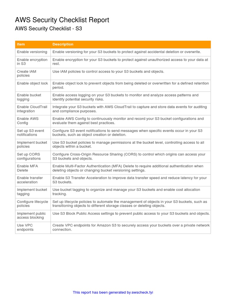Aws Security Checklist Report PDF Encryption Amazon  Services
