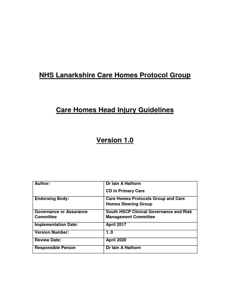 Care Home Head Injury Management Guide | PDF | Informed Consent ...