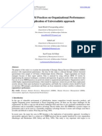 Impact of SHRM Practices On Organizational Performance: An Application of Universalistic Approach