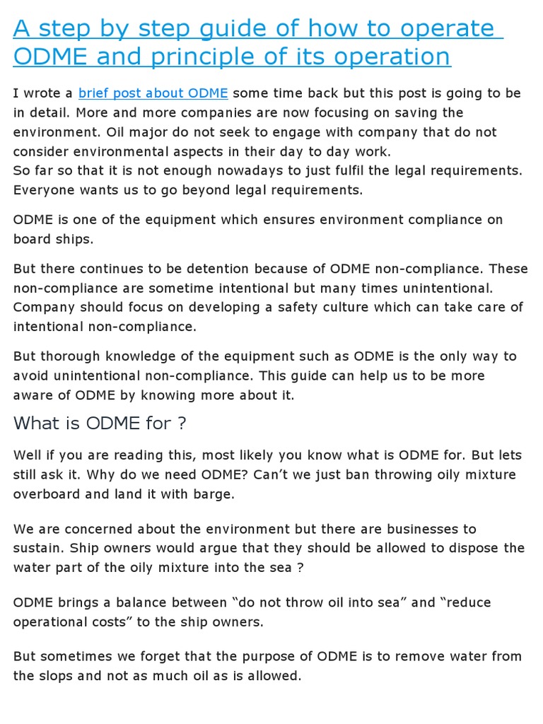 Operating ODME: A Step-by-Step Guide | PDF | Valve | Oil Tanker