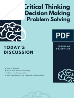 Critical Thinking, Decision Making & Problem Solving