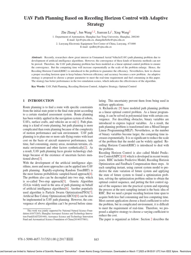 UAV Path Planning Based On Receding Horizon Control With Adaptive ...
