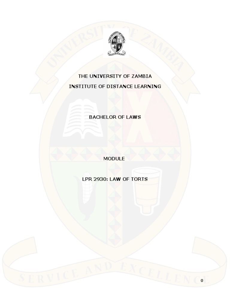 The University of Zambia Institute of Distance Learning | PDF | Tort ...