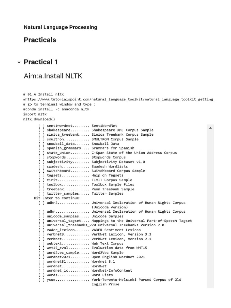 NLP Practical 1.ipynb Colaboratory - Page 0001 Converted 1 | PDF