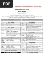 ISASA and SAHISA Central Region Calendar 2023