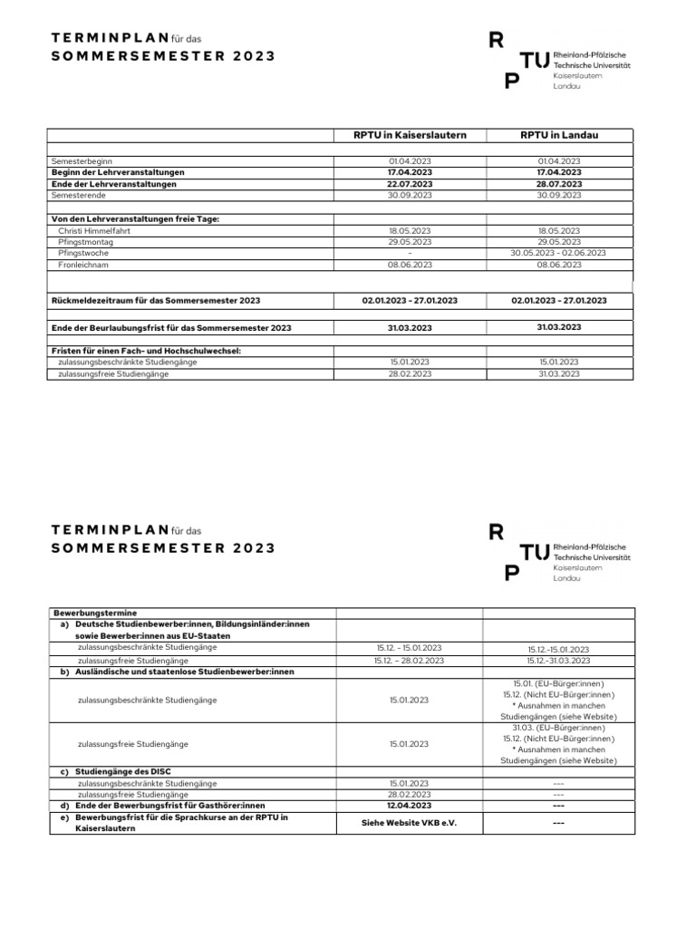 Terminplan SoSe 2023 01 | PDF