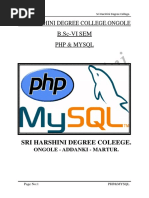 PHP & Mysql: Sri Harshini Degree College - Ongole B.Sc-Vi Sem