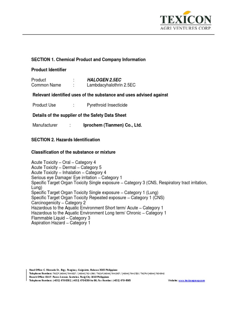 Safety Data Sheet HALOGEN LF Updated PDF Dangerous Goods Toxicity