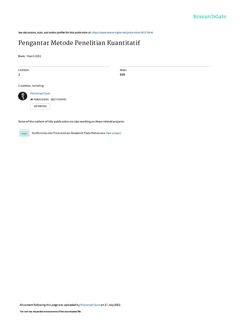 Pengantar Metode Penelitian Kuantitatif: March 2022 | PDF